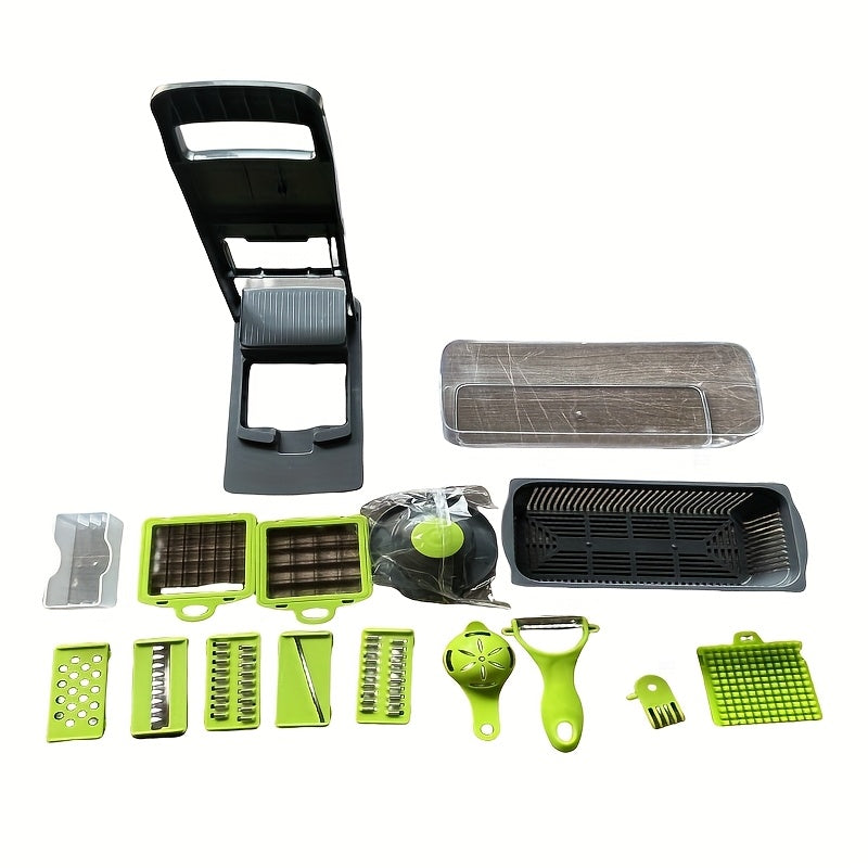16-in-1 Ultimate Vegetable Chopper & Dicer Set – Manual Food Processor with Drain Basket & Safety Hand Guard