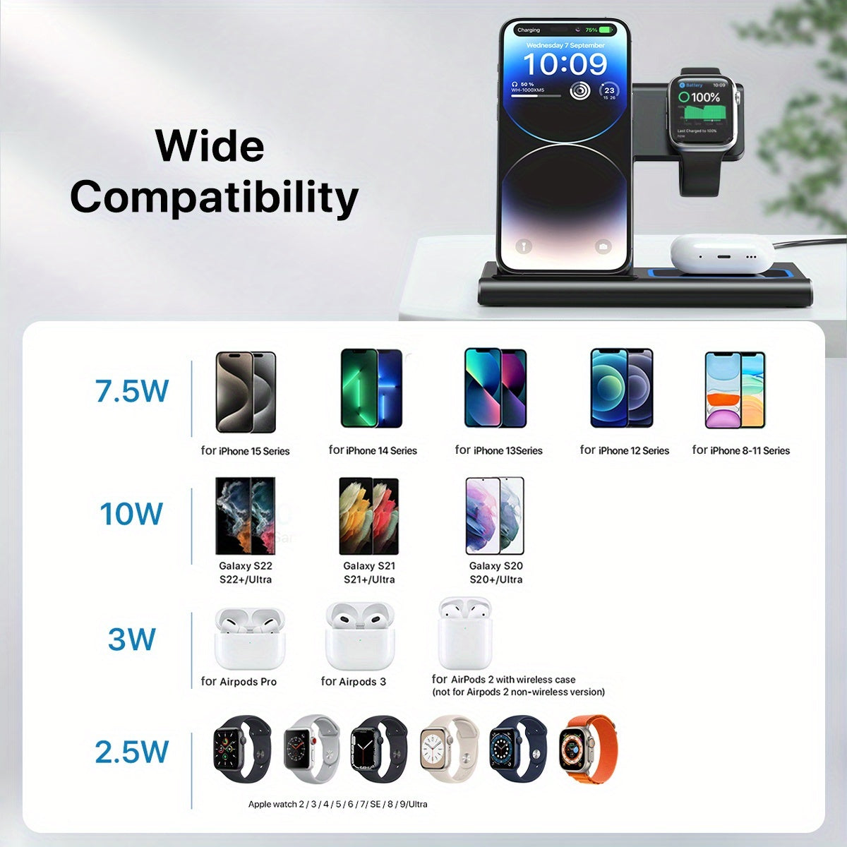 3-in-1 Foldable Fast Wireless Charging Station – Power Up iPhone, iWatch & AirPods Anywhere!