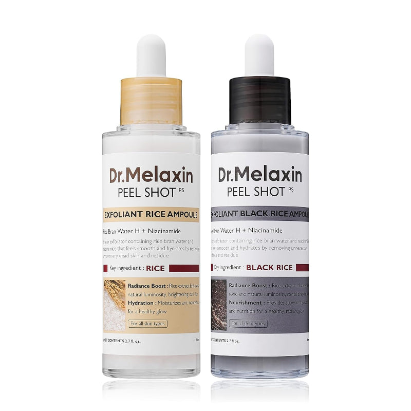 Dr. Melaxin Rice White & Black Soften Serum – Gentle Exfoliating & Deep Moisturizing Essence