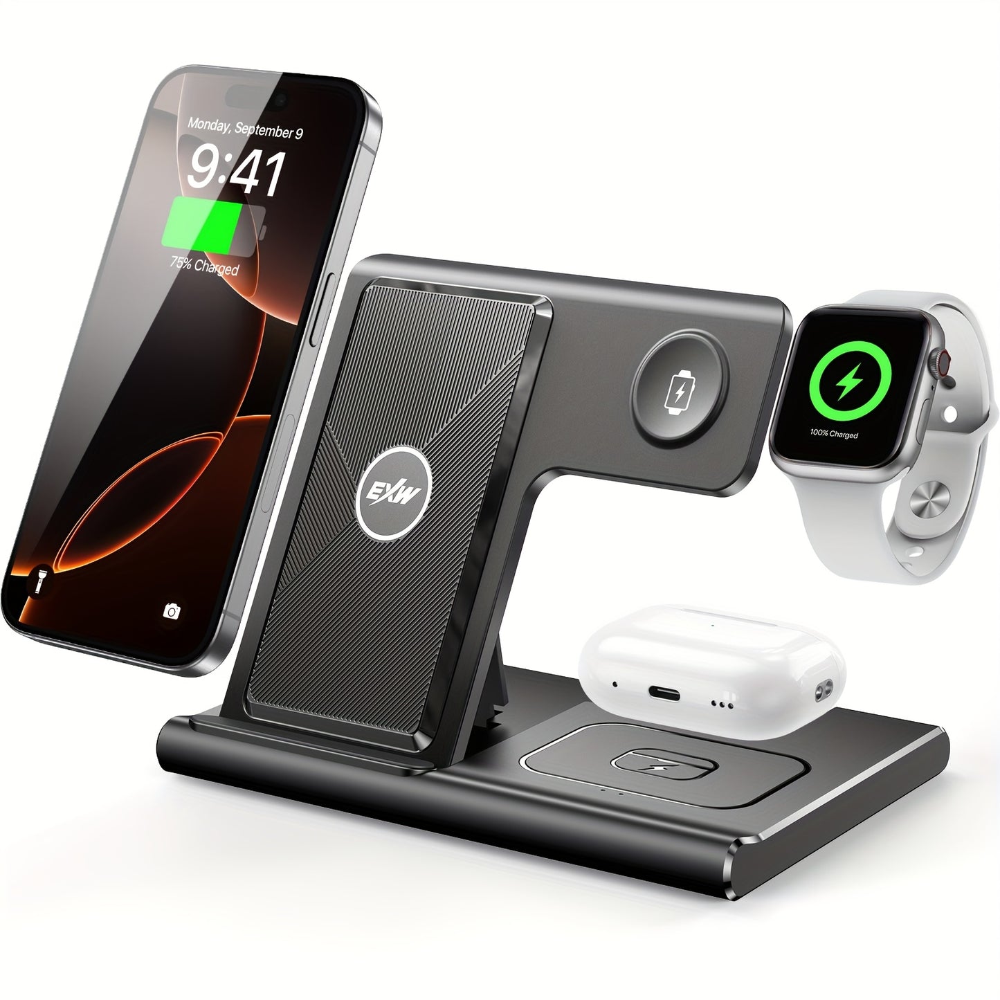 3-in-1 Foldable Fast Wireless Charging Station – Power Up iPhone, iWatch & AirPods Anywhere!