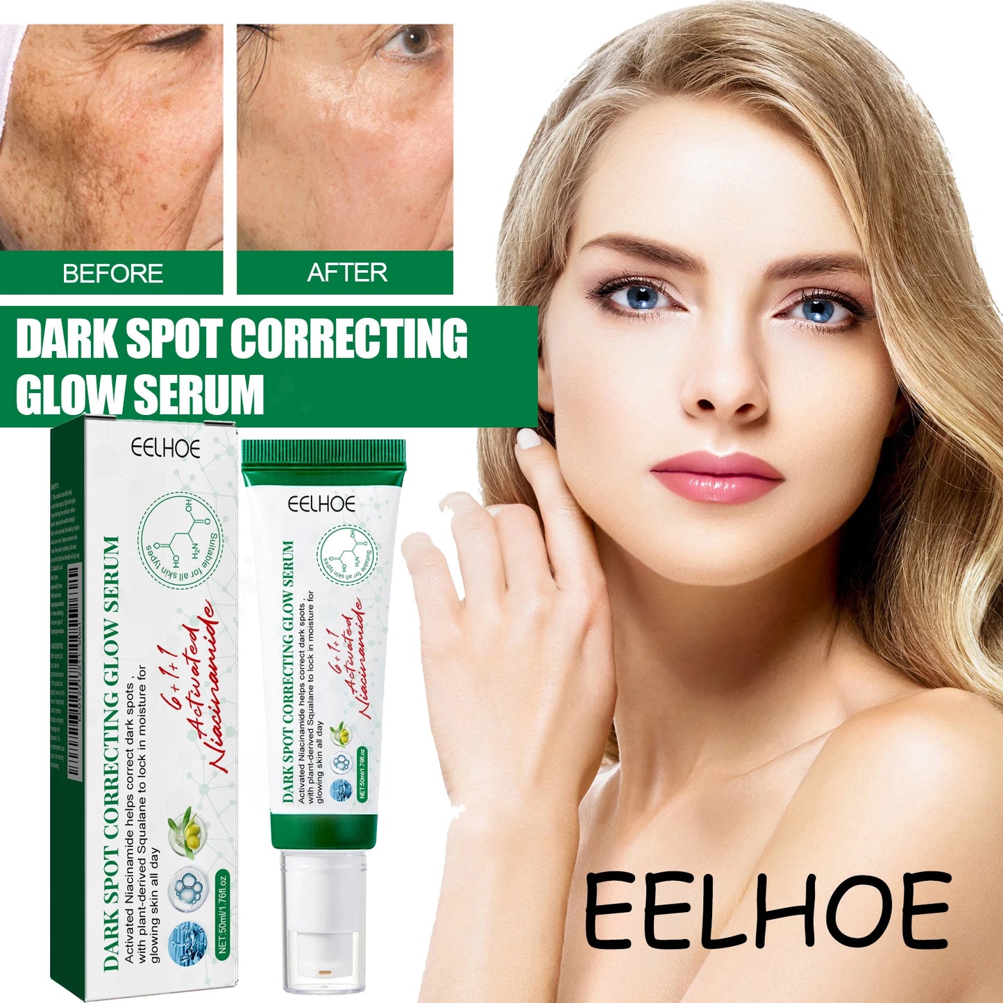 Face Glowing Serum by EELHOE – Moisturizing, Dark Spot Correcting & Skin Tone Enhancing