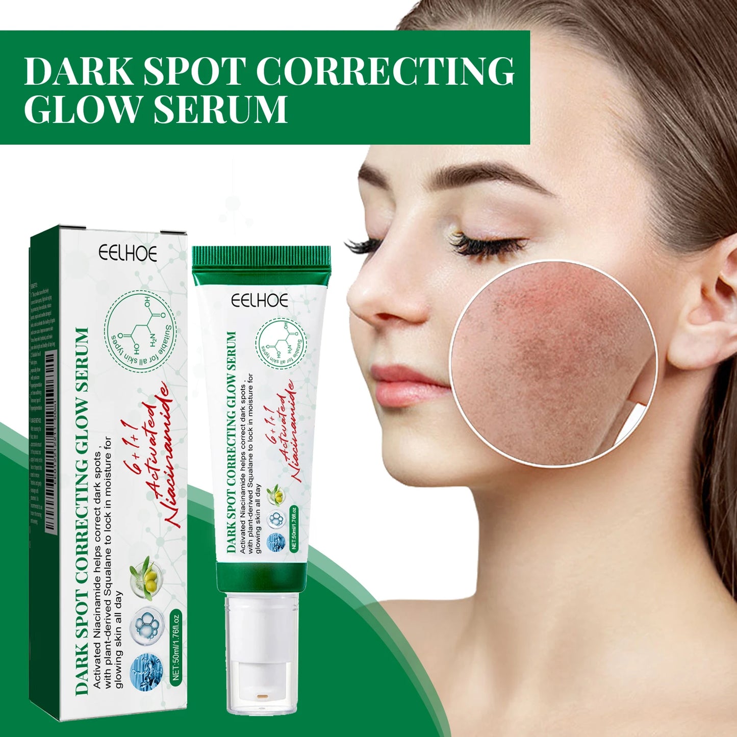 Face Glowing Serum by EELHOE – Moisturizing, Dark Spot Correcting & Skin Tone Enhancing