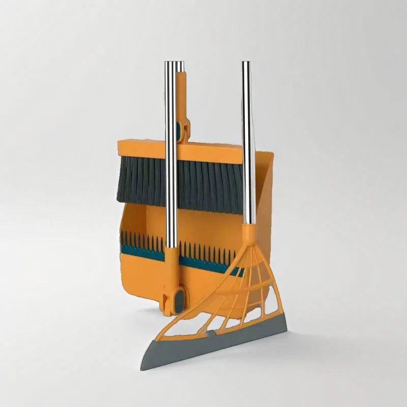 New Home Broom and Dustpan Set – Heavy-Duty, Foldable, and Hair-Free Cleaning Combo with Rotating Brush Head