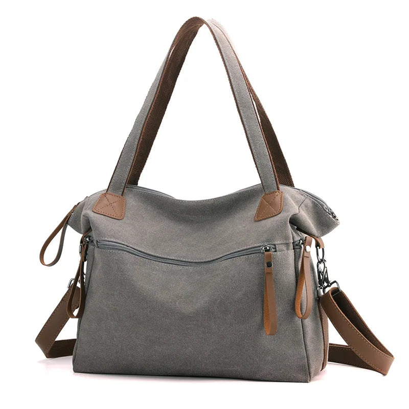 Minimalist Travel Tote for Women – Spacious Canvas Handbag with Single Shoulder Design