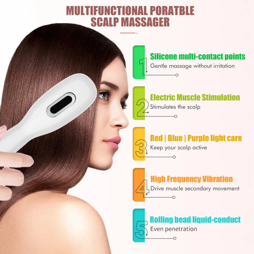 Advanced Rechargeable Hair Massage Comb. Anti-Hair Loss for Hair Strength & Shine