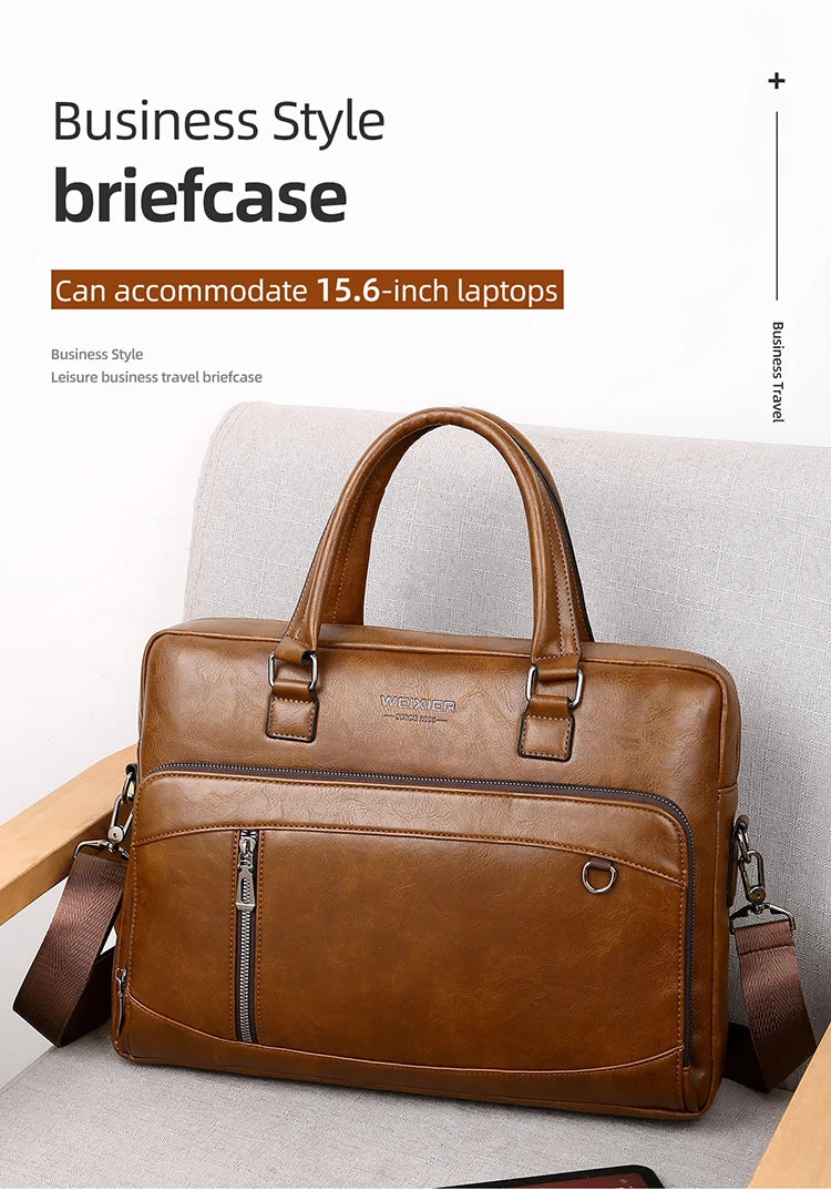 Elite Craft Horizontal Business Bag for Men – High-Quality PU Leather