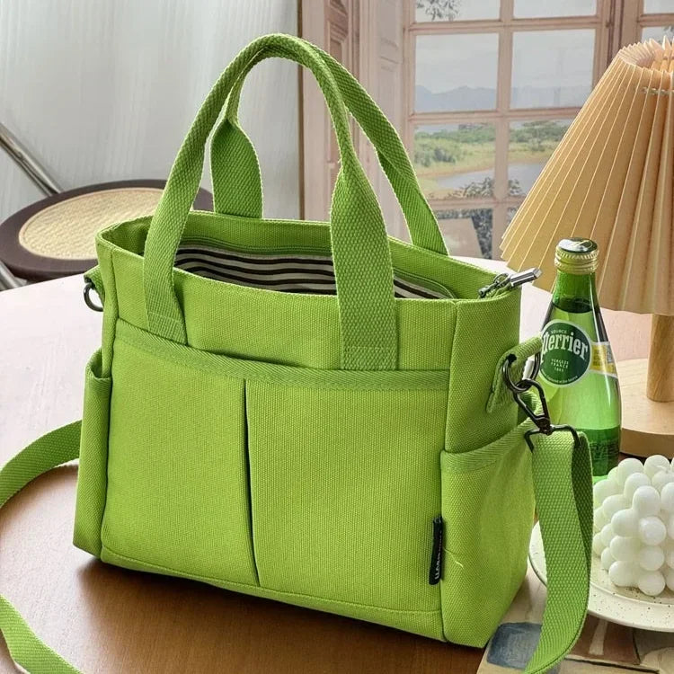 Canvas Ladies Handbag Large Capacity Zip Crossbody Bag Student Casual Tote Handbag Commuter Bag