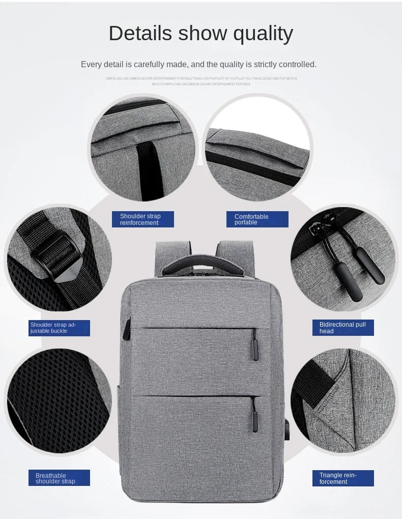Casual Men’s Rucksack | Oxford Fabric Waterproof School & Travel Backpack with USB