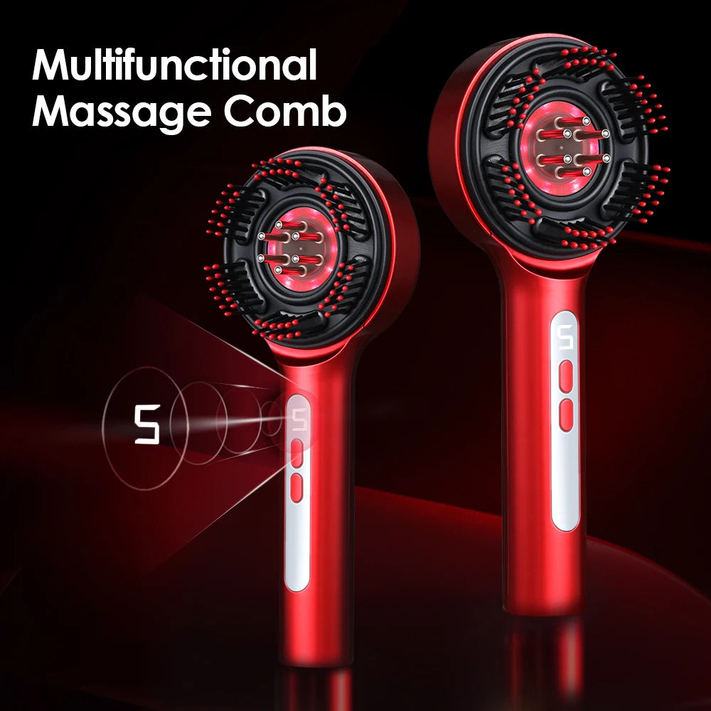 Smart Electric Scalp Massager | Red Light Therapy Comb for Hair Growth & Stress Relief