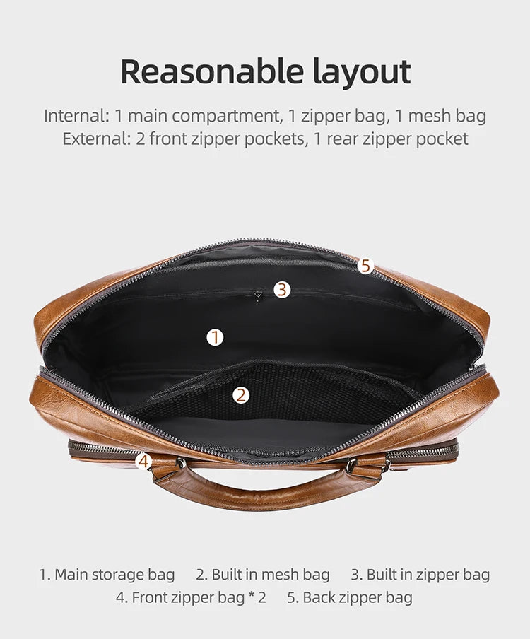 Elite Craft Horizontal Business Bag for Men – High-Quality PU Leather