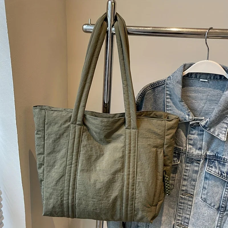 New Women's Tote Bag Large Capacity Soft Casual Shoulder Bags Nylon Zipper Handbag Commuting Bag Shopping