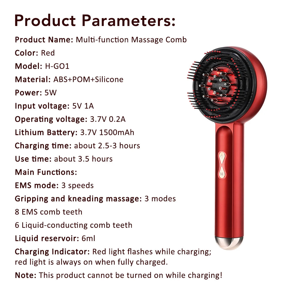 Smart Electric Scalp Massager | Red Light Therapy Comb for Hair Growth & Stress Relief