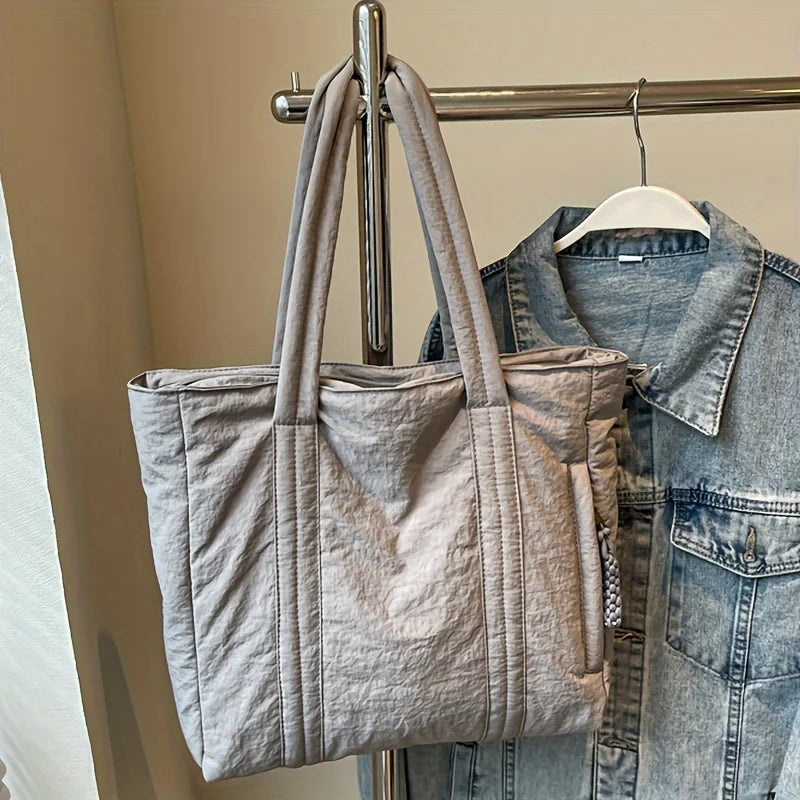 New Women's Tote Bag Large Capacity Soft Casual Shoulder Bags Nylon Zipper Handbag Commuting Bag Shopping