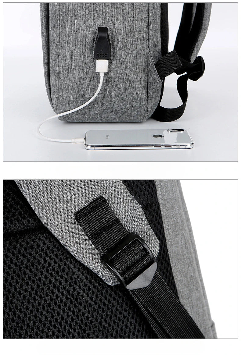 Casual Men’s Rucksack | Oxford Fabric Waterproof School & Travel Backpack with USB