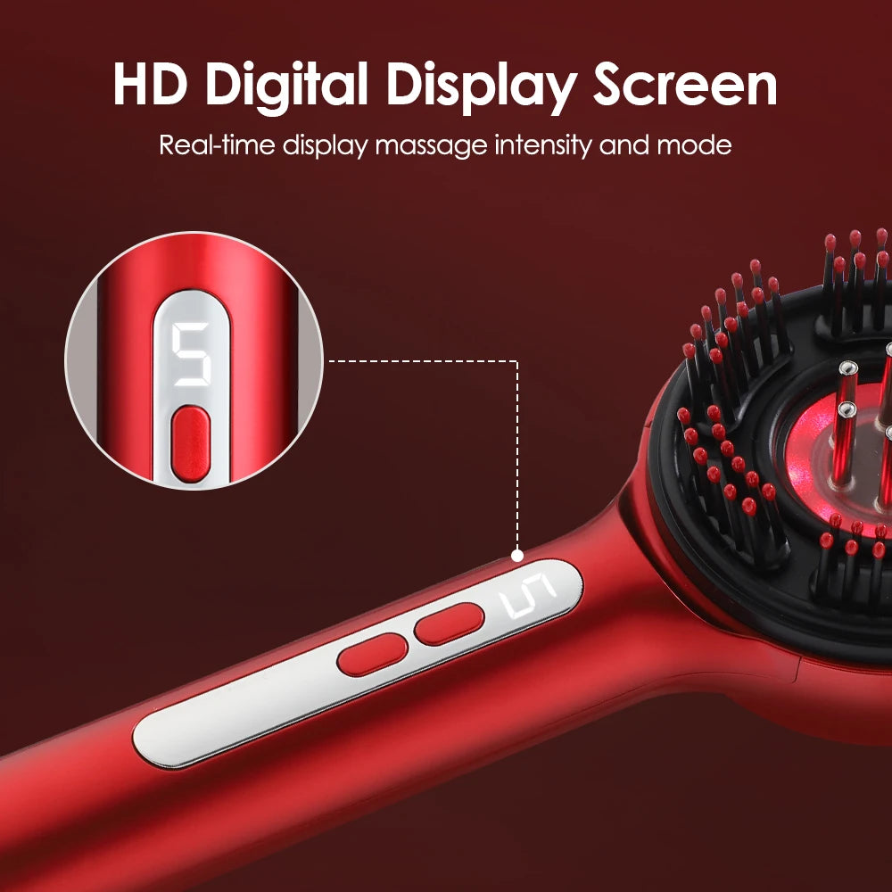 Smart Electric Scalp Massager | Red Light Therapy Comb for Hair Growth & Stress Relief
