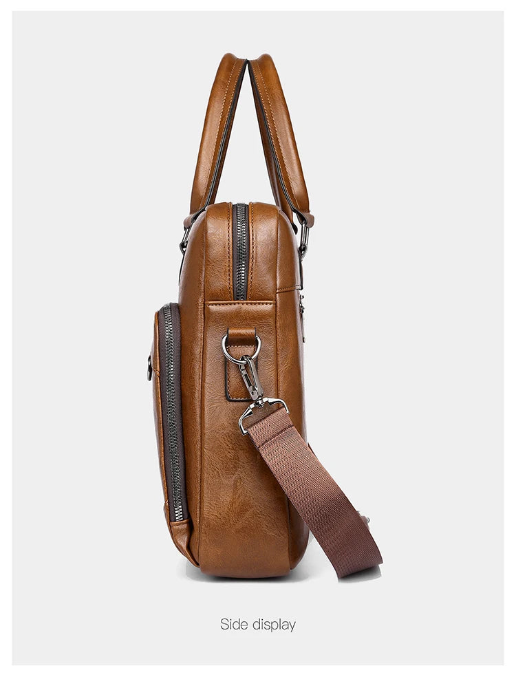 Elite Craft Horizontal Business Bag for Men – High-Quality PU Leather
