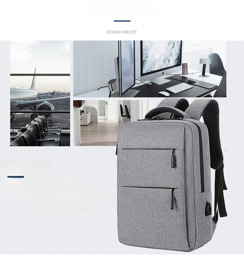 Casual Men’s Rucksack | Oxford Fabric Waterproof School & Travel Backpack with USB