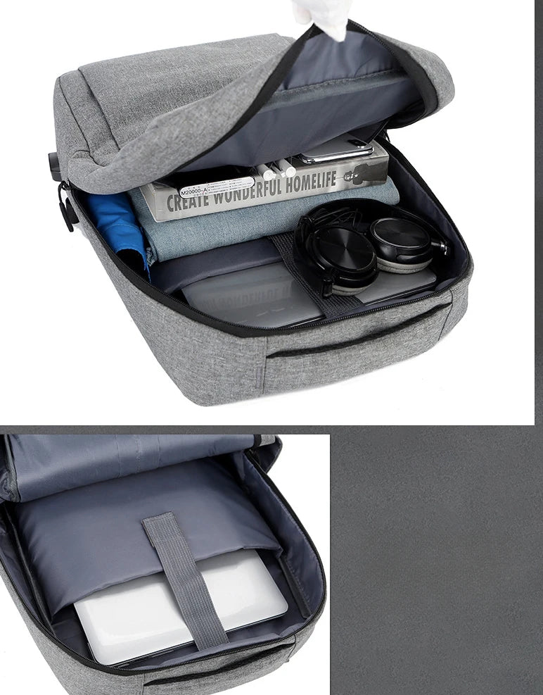 Casual Men’s Rucksack | Oxford Fabric Waterproof School & Travel Backpack with USB