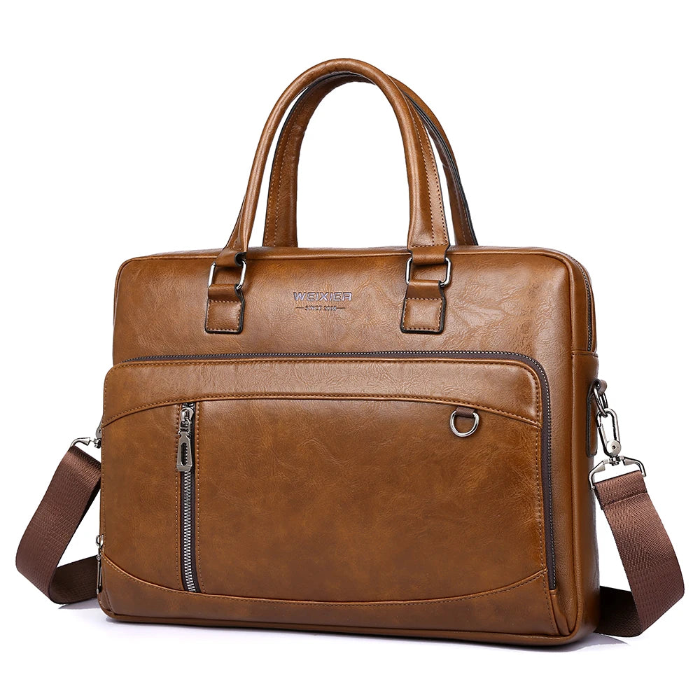 Elite Craft Horizontal Business Bag for Men – High-Quality PU Leather