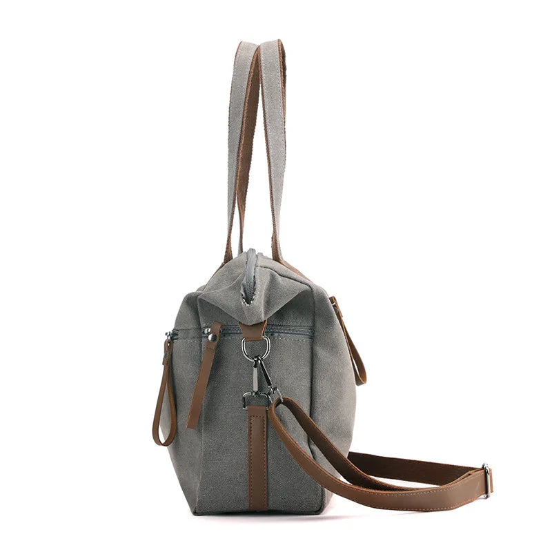 Minimalist Travel Tote for Women – Spacious Canvas Handbag with Single Shoulder Design