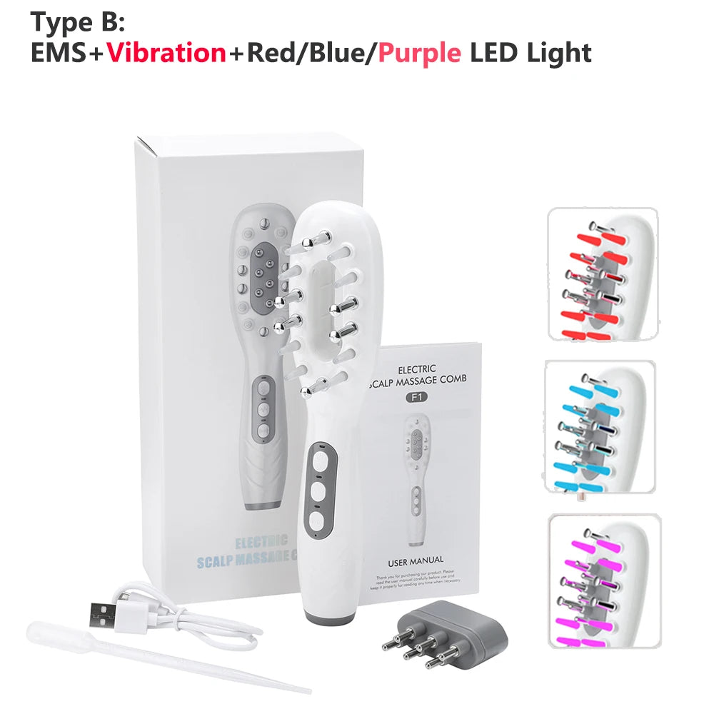 Advanced Rechargeable Hair Massage Comb. Anti-Hair Loss for Hair Strength & Shine