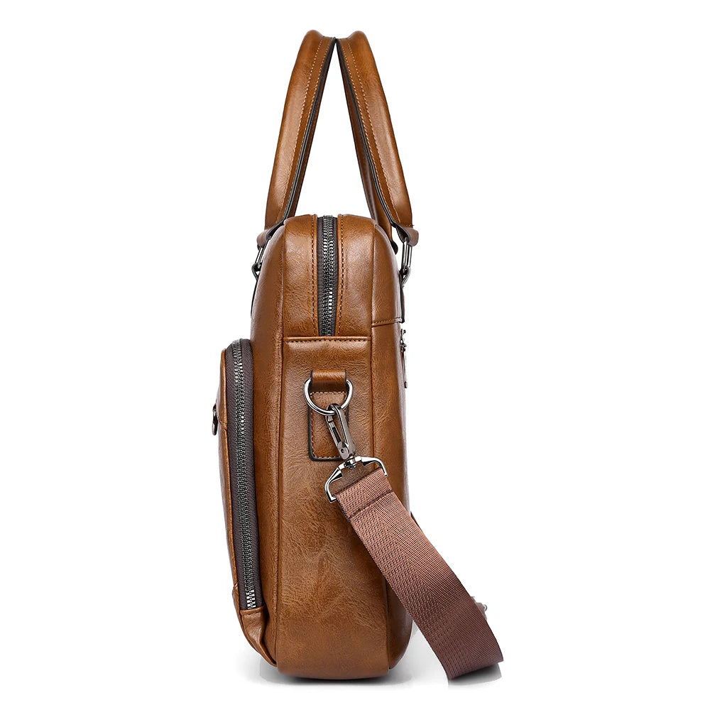 Elite Craft Horizontal Business Bag for Men – High-Quality PU Leather