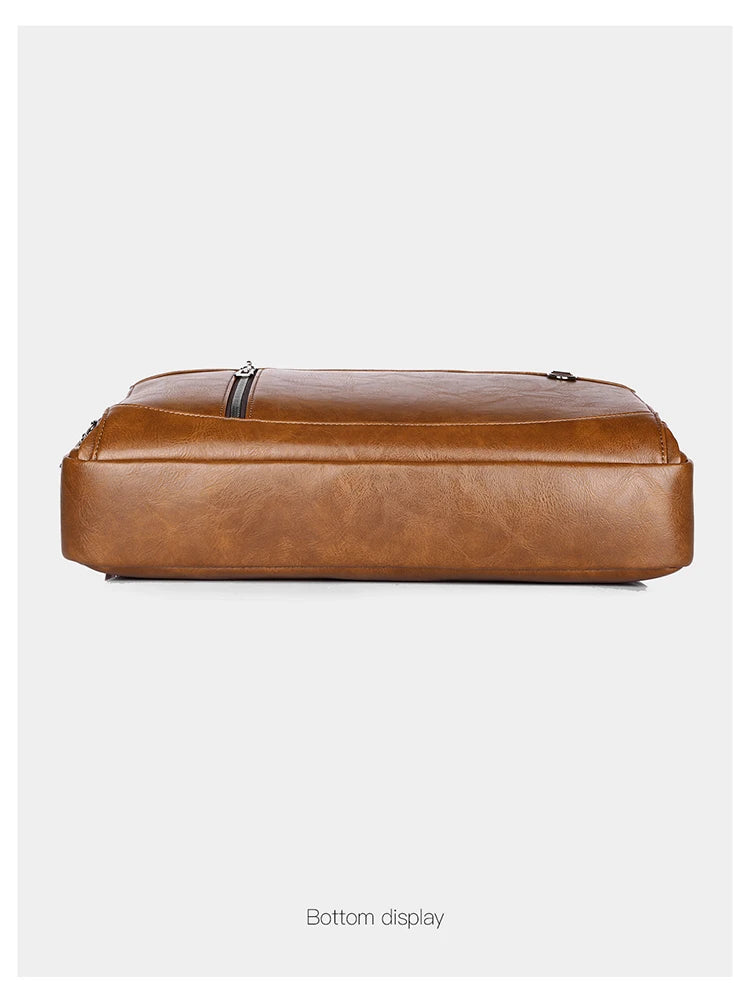 Elite Craft Horizontal Business Bag for Men – High-Quality PU Leather