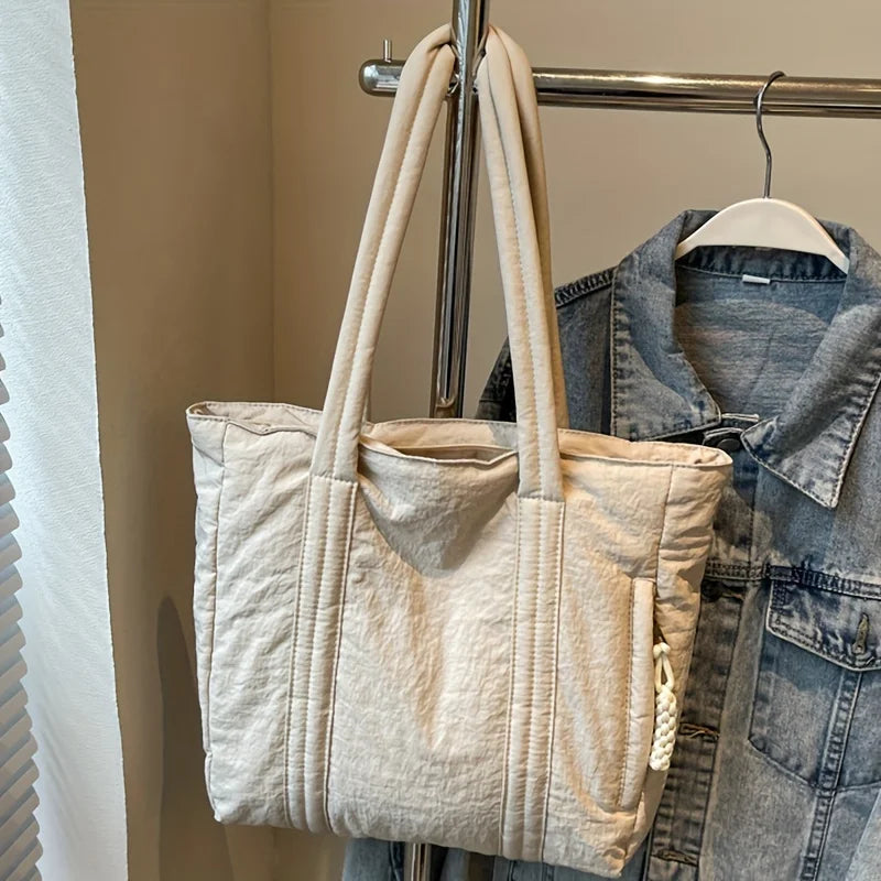 New Women's Tote Bag Large Capacity Soft Casual Shoulder Bags Nylon Zipper Handbag Commuting Bag Shopping