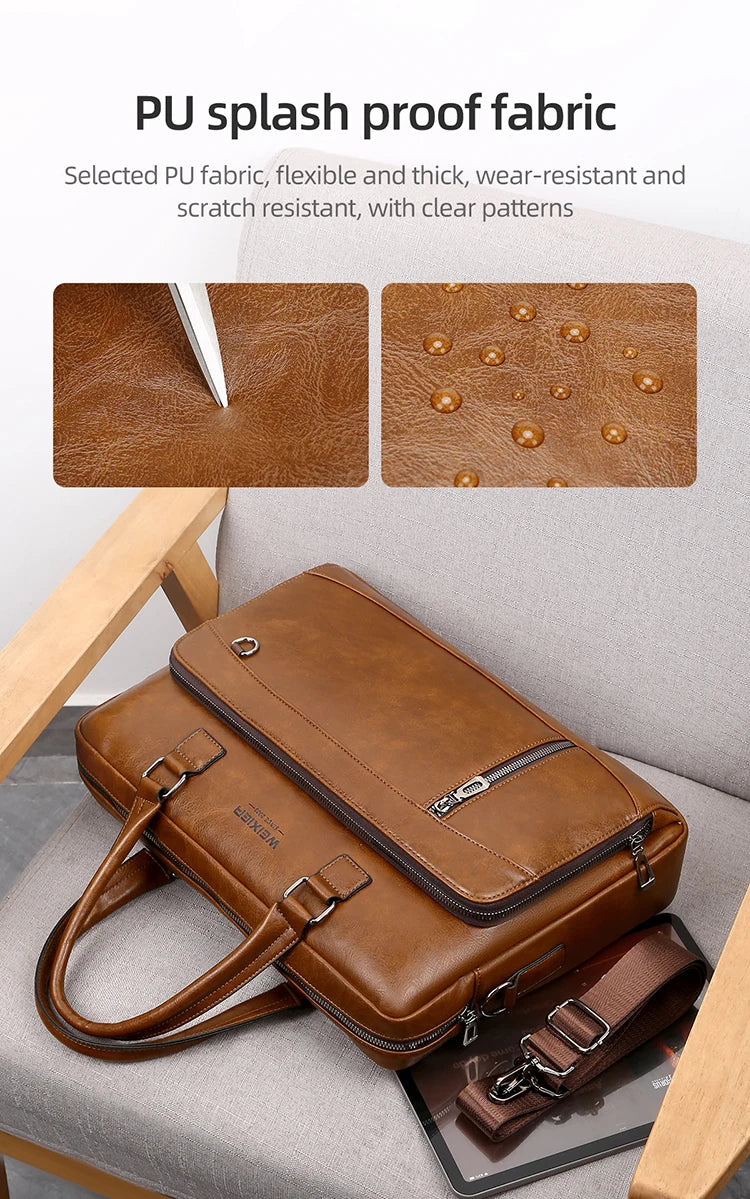 Elite Craft Horizontal Business Bag for Men – High-Quality PU Leather