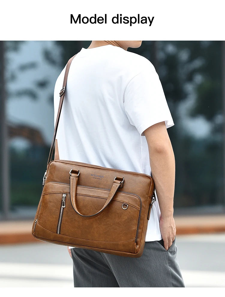 Elite Craft Horizontal Business Bag for Men – High-Quality PU Leather