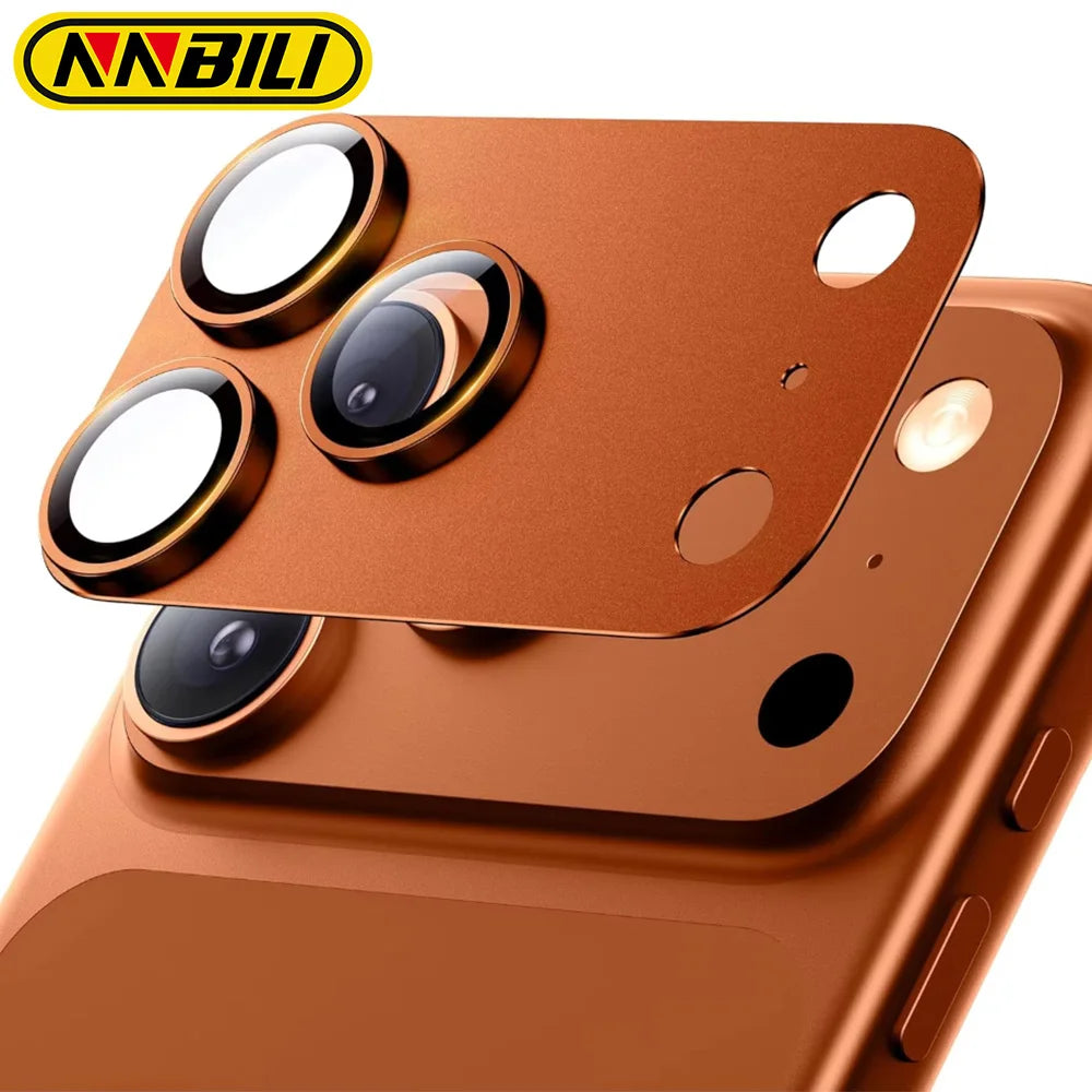 NNBILI iPhone 17 Pro Max Camera Lens Guard – Strong Adsorption, 9H+ Tempered Glass, Full Metal Protection