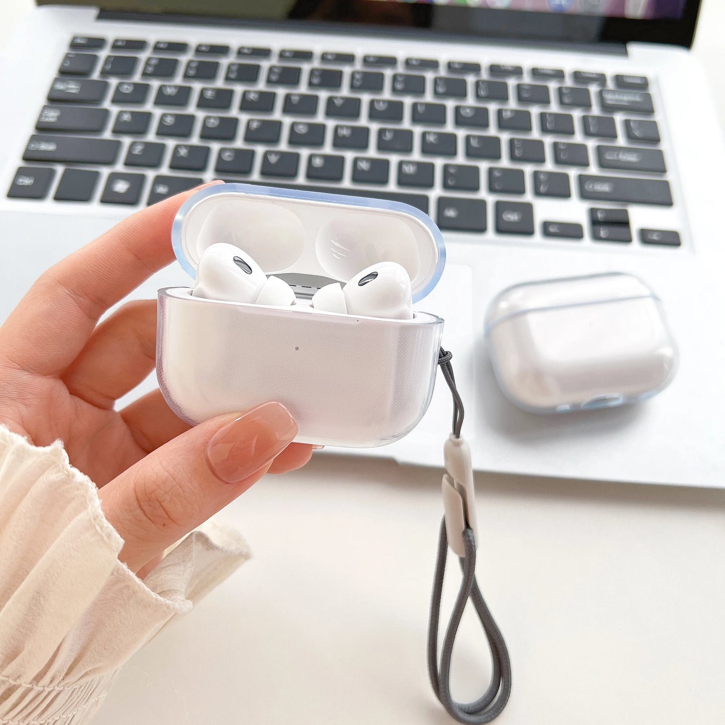 Shockproof AirPods Case Clear TPU Sleeve with Lanyard for AirPods 1/2/3/4 & Pro/Pro2/Pro3
