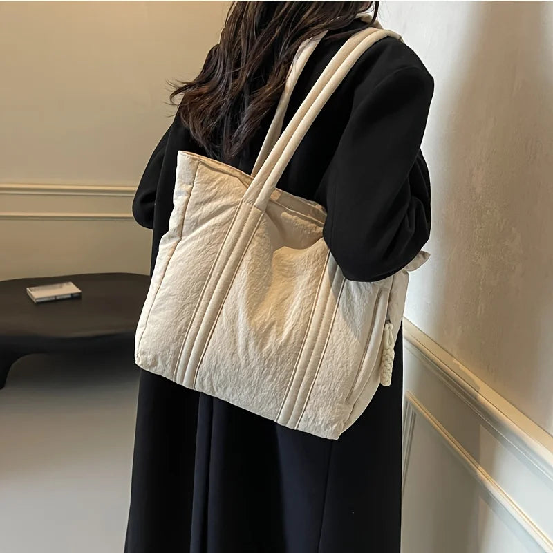 New Women's Tote Bag Large Capacity Soft Casual Shoulder Bags Nylon Zipper Handbag Commuting Bag Shopping
