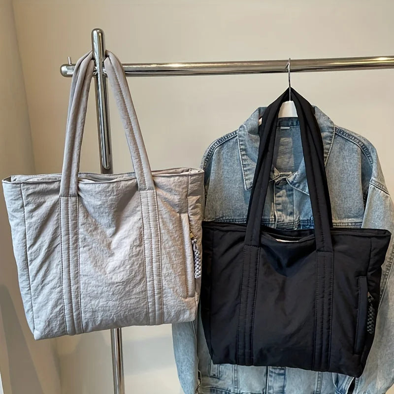 New Women's Tote Bag Large Capacity Soft Casual Shoulder Bags Nylon Zipper Handbag Commuting Bag Shopping