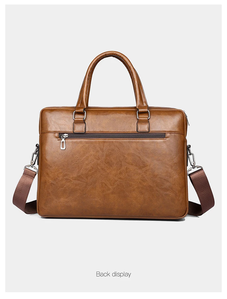 Elite Craft Horizontal Business Bag for Men – High-Quality PU Leather