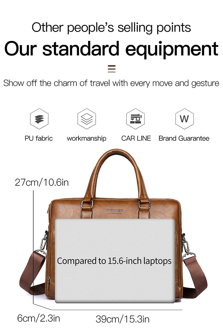 Elite Craft Horizontal Business Bag for Men – High-Quality PU Leather