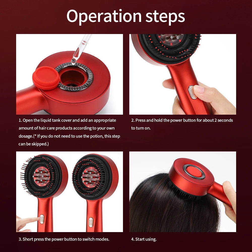 Smart Electric Scalp Massager | Red Light Therapy Comb for Hair Growth & Stress Relief