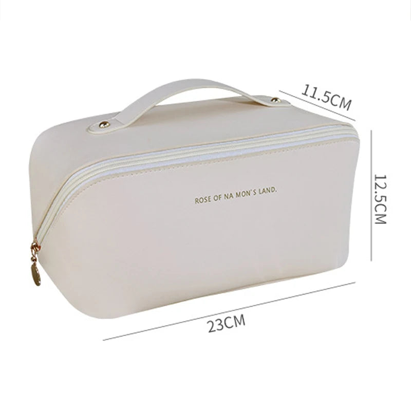Leather Makeup Organizer Women’s Cosmetic Travel Case & Toiletry Storage,