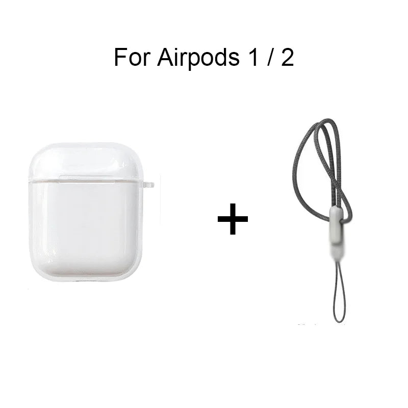 Shockproof AirPods Case Clear TPU Sleeve with Lanyard for AirPods 1/2/3/4 & Pro/Pro2/Pro3