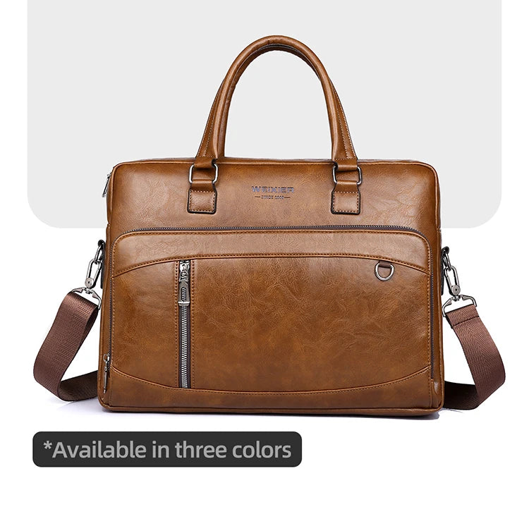 Elite Craft Horizontal Business Bag for Men – High-Quality PU Leather