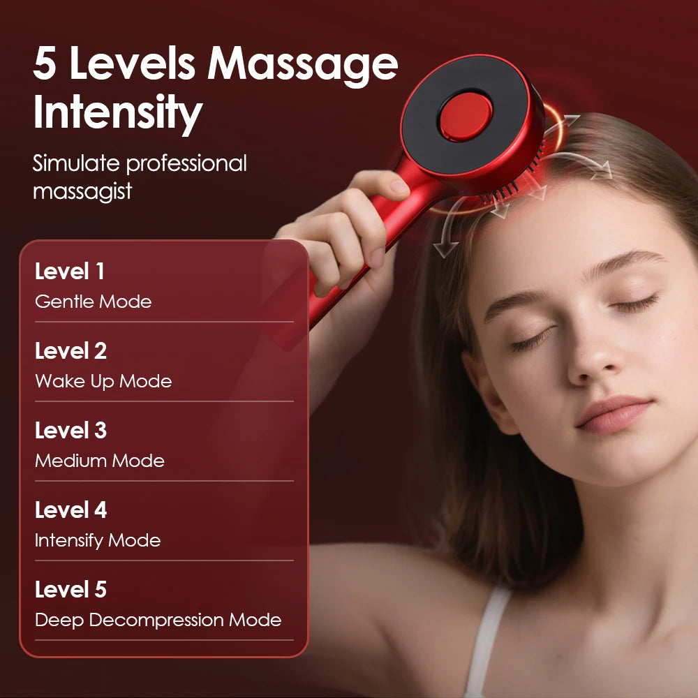 Smart Electric Scalp Massager | Red Light Therapy Comb for Hair Growth & Stress Relief