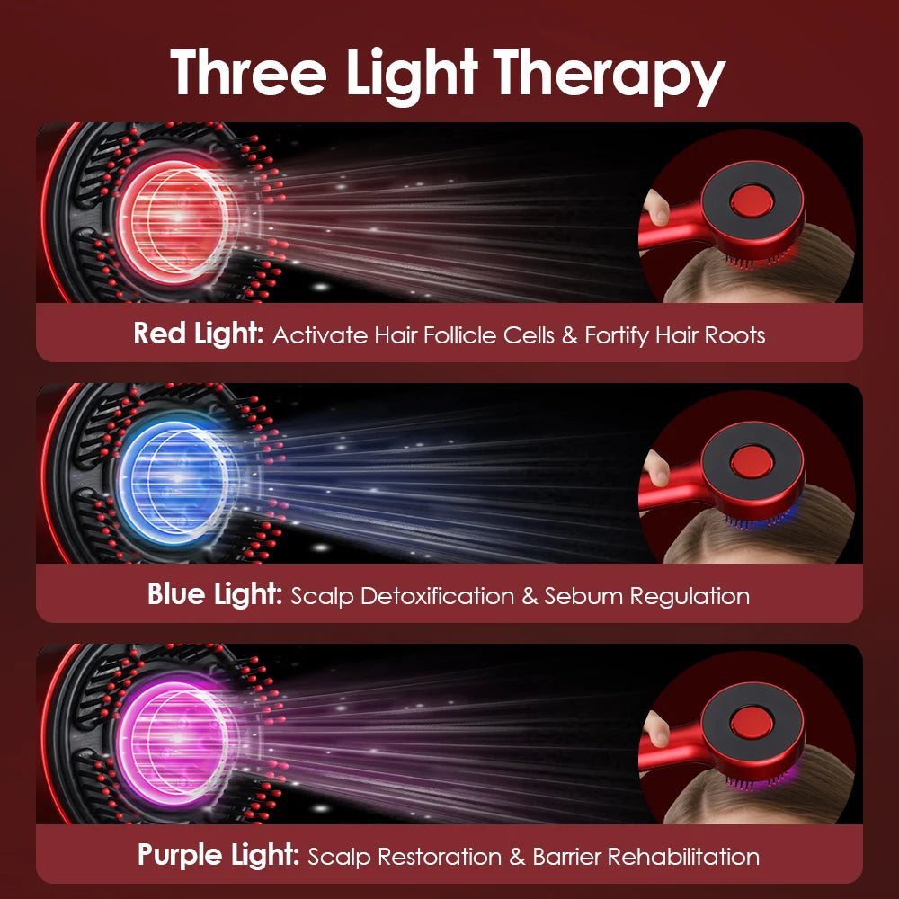 Smart Electric Scalp Massager | Red Light Therapy Comb for Hair Growth & Stress Relief