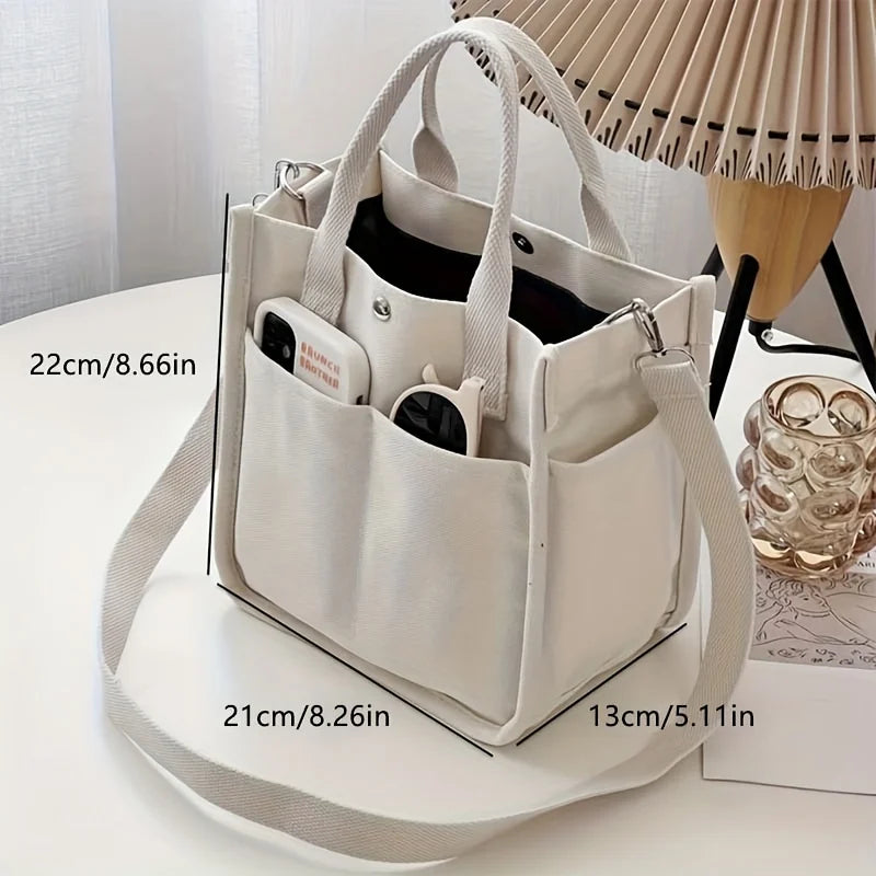 Casual Women's Shoulder Bag Multi-pocket Canvas Crossbody Bag Korean Commuting Handbag