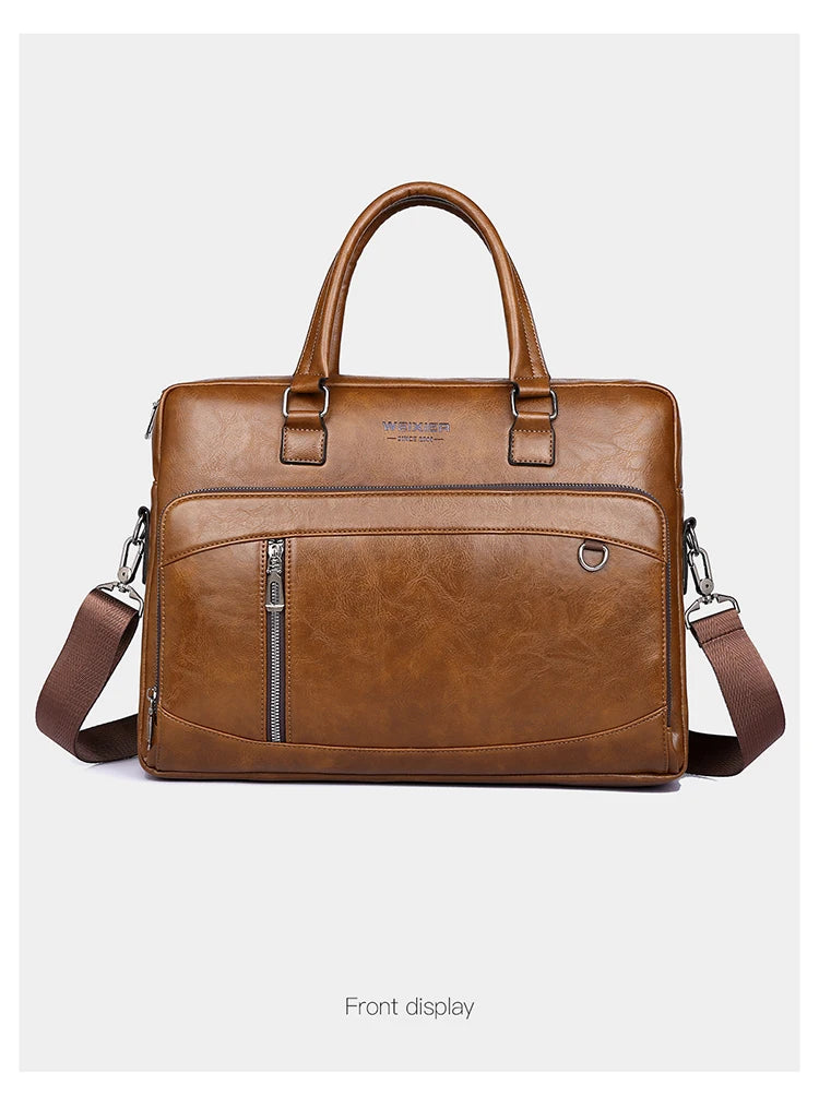 Elite Craft Horizontal Business Bag for Men – High-Quality PU Leather