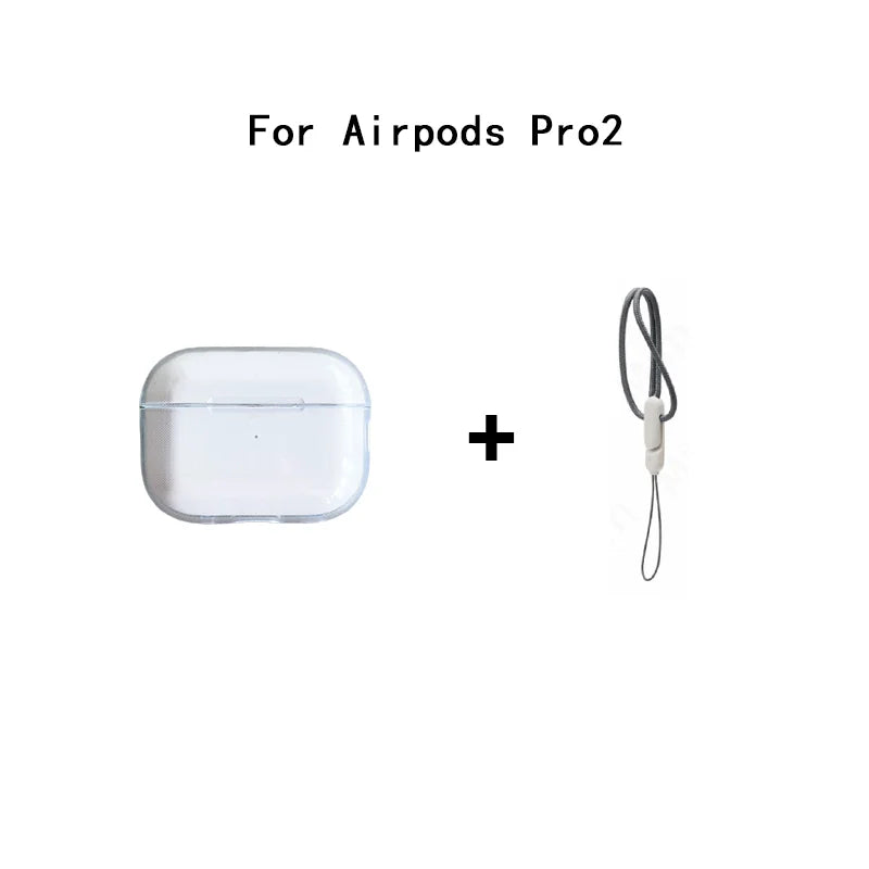 Shockproof AirPods Case Clear TPU Sleeve with Lanyard for AirPods 1/2/3/4 & Pro/Pro2/Pro3