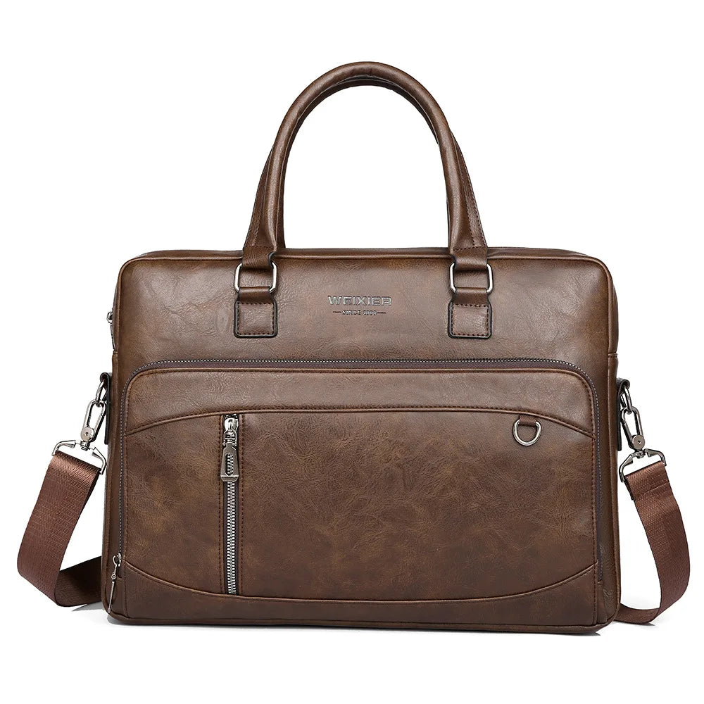 Elite Craft Horizontal Business Bag for Men – High-Quality PU Leather