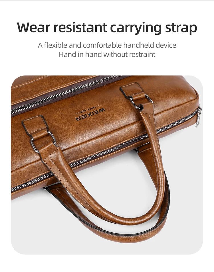 Elite Craft Horizontal Business Bag for Men – High-Quality PU Leather