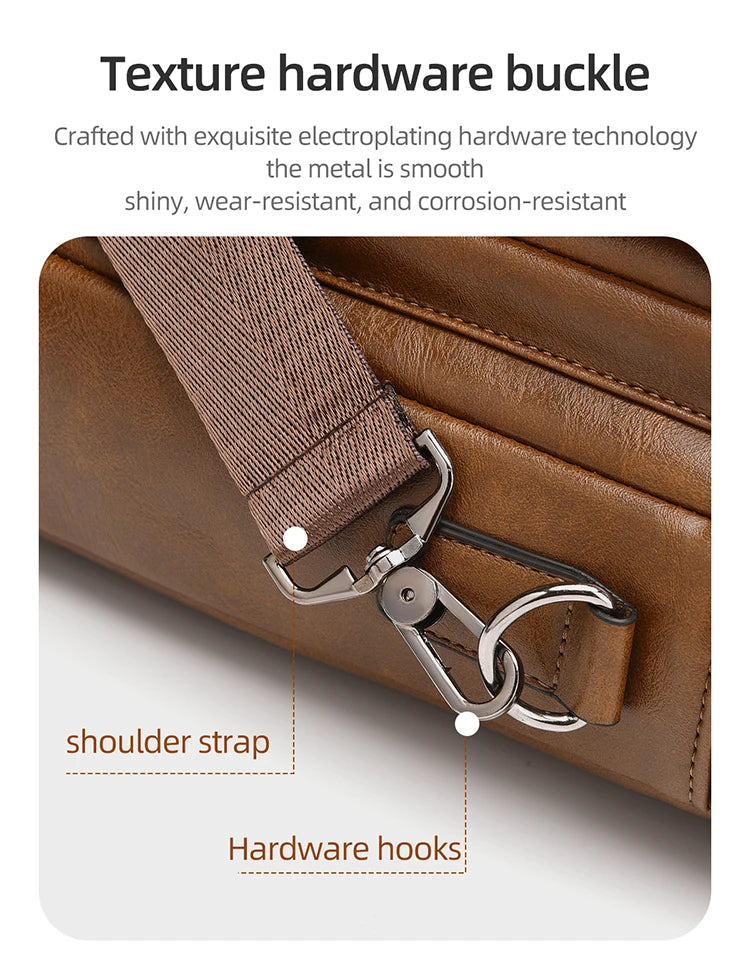 Elite Craft Horizontal Business Bag for Men – High-Quality PU Leather