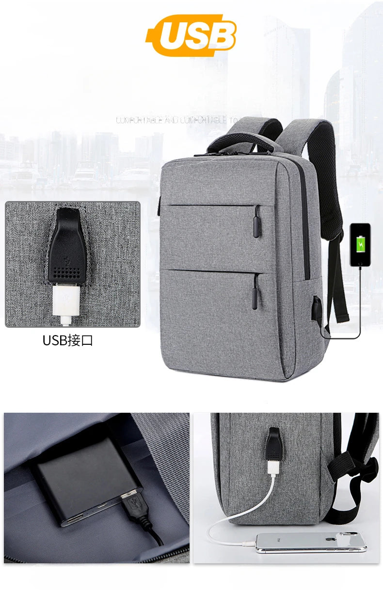 Casual Men’s Rucksack | Oxford Fabric Waterproof School & Travel Backpack with USB