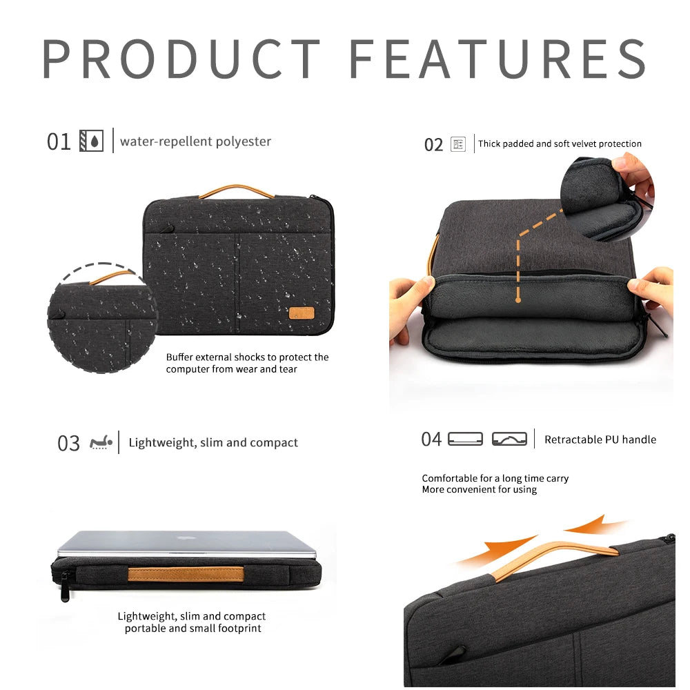 ProShield Laptop Sleeve Bag (14–15.6”) – Shockproof Travel Case for MacBook, HP, Dell, Acer